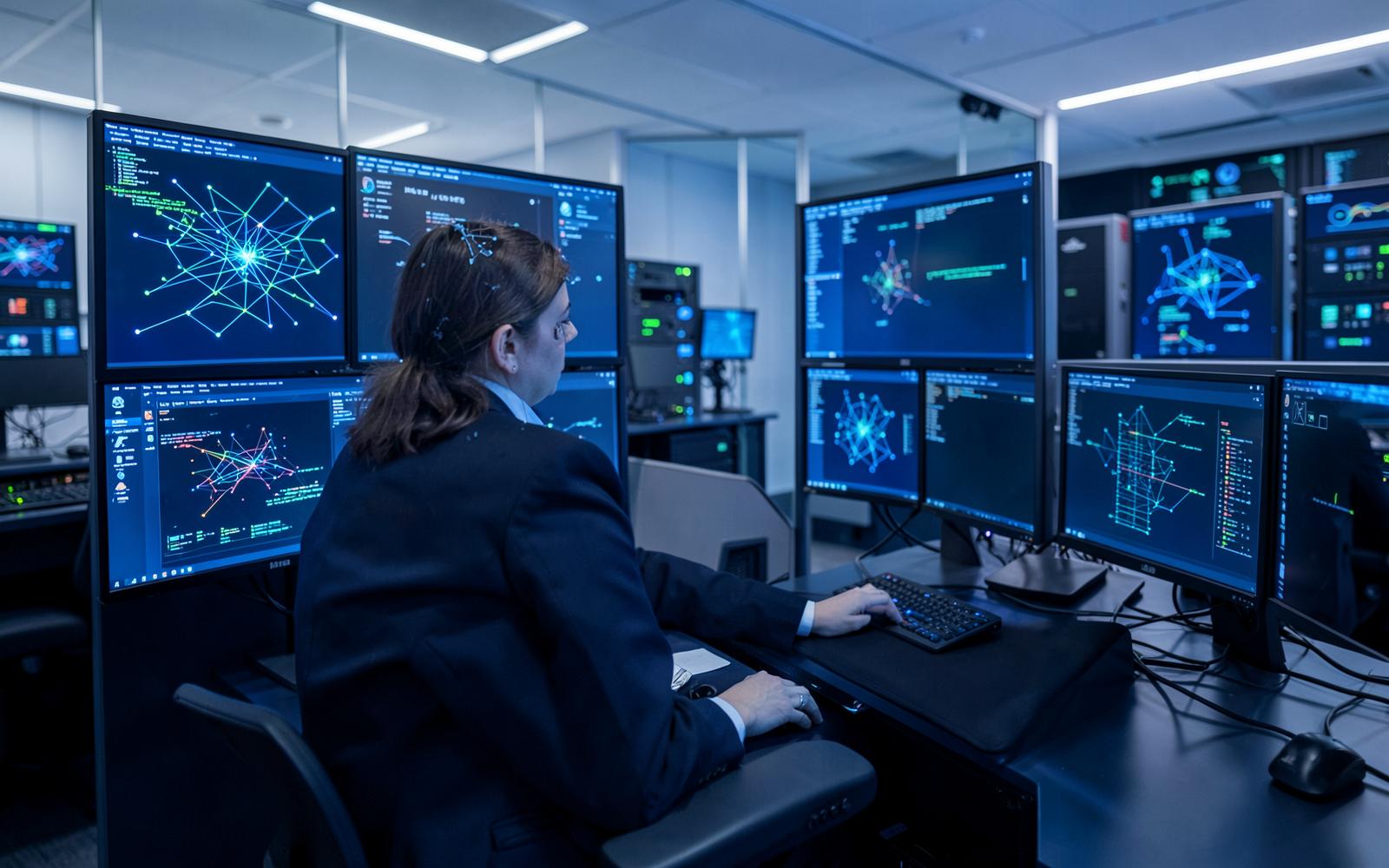 IT professionals managing secure business infrastructure